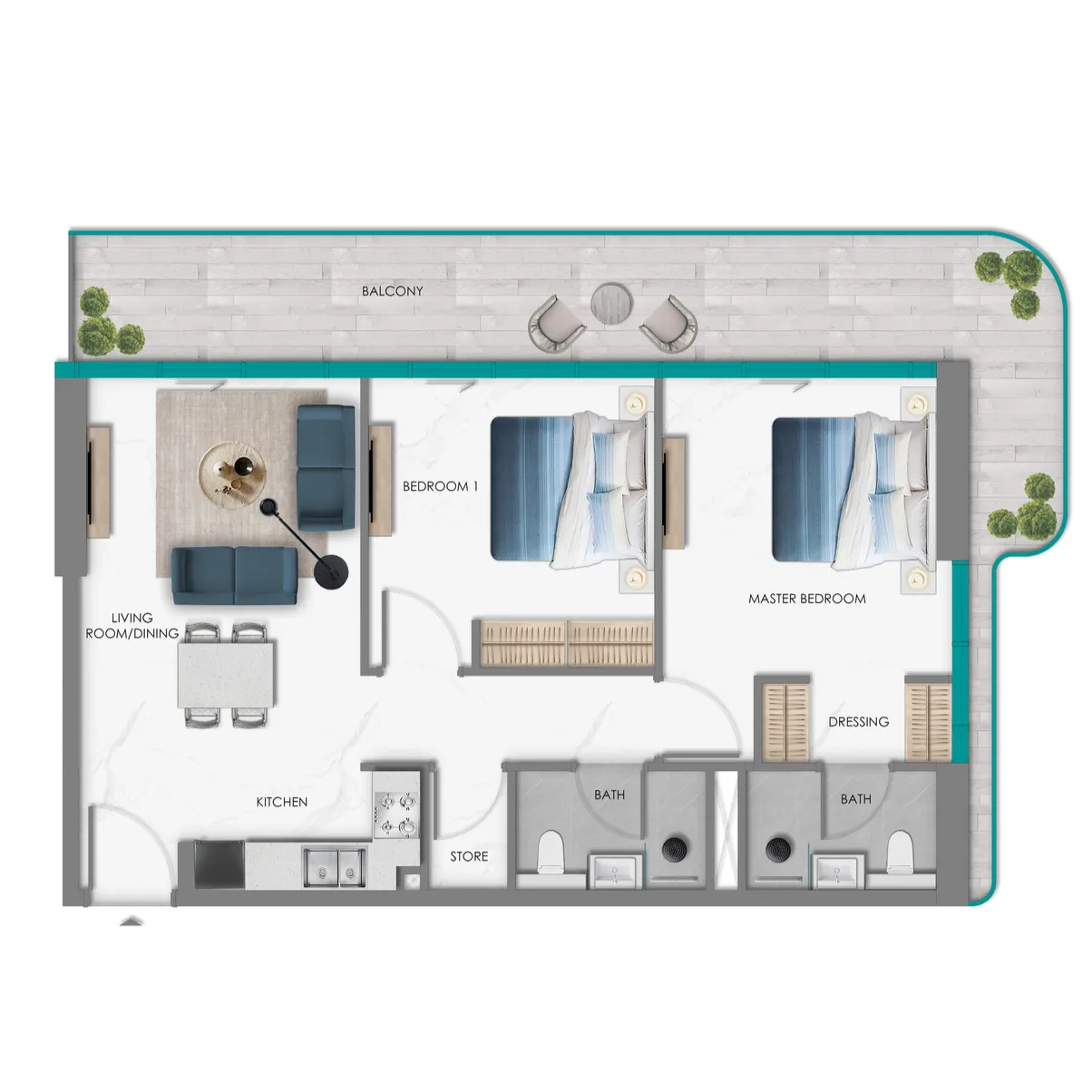 2 Bedrooms
