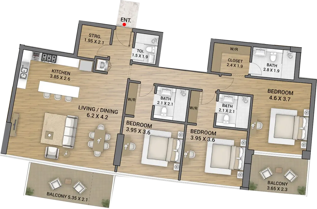 3 Bedrooms